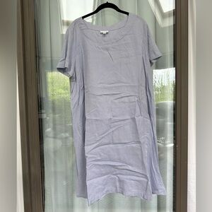 PureJill Linen Lavender Shift Dress with Crew Neck